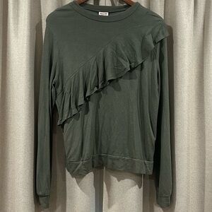 Olive Green Ruffle Top